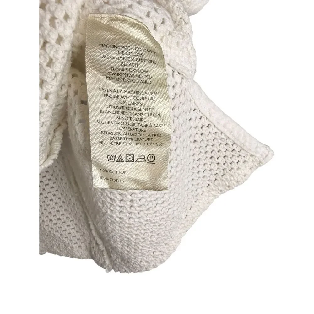 Free People Cream Crochet Button-Up Shirt